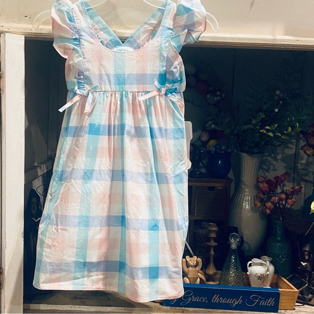 Cynthia Rowley brand new spring summer dress Easter sz 5 6 aqua peach